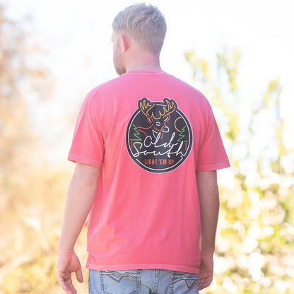 Old South Neon Deer Sign Short Sleeve T-Shirt Watermelon 0