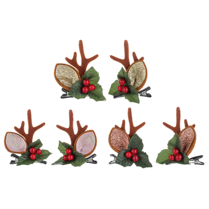 EX25798 Ganz Tis the Season Rudolph Antlers Hair Clips 0