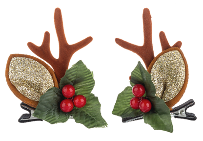 EX25798 Ganz Tis the Season Rudolph Antlers Hair Clips 0