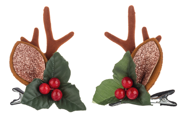 EX25798 Ganz Tis the Season Rudolph Antlers Hair Clips 0
