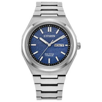 Citizen Men's Eco-Drive Zenshin Three Hand Blue Face Watch