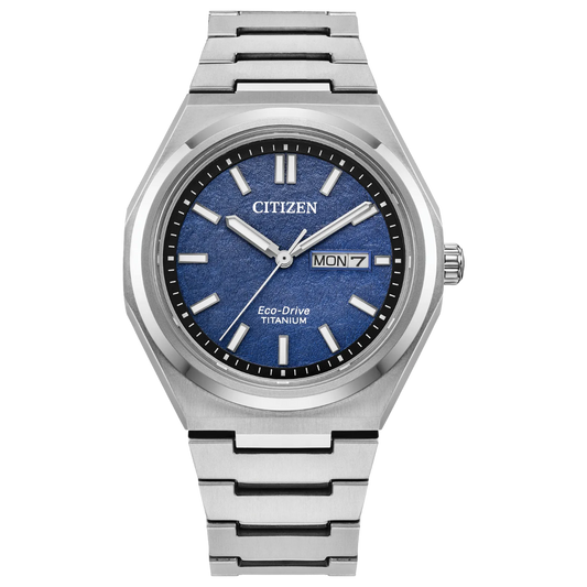 Citizen Men's Eco-Drive Zenshin Three Hand Blue Face Watch