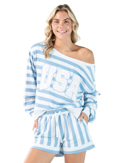 PP-0126-SET-AMR-STRP Simply Southern USA 2PC Set - Blue + White