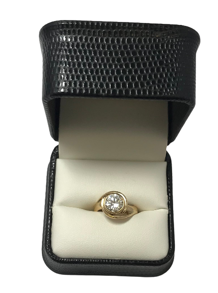 U 14K Yellow Gold CZ Ring Bezel Set