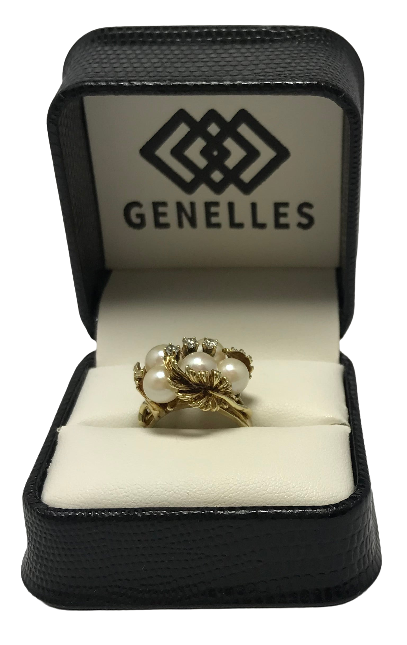 U 14K Yellow Gold 14PT Cttw / 5 Pearl Ornate Ring