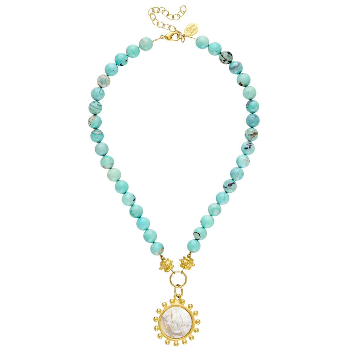 Susan Shaw Erin Engraved Dove Agate Necklace