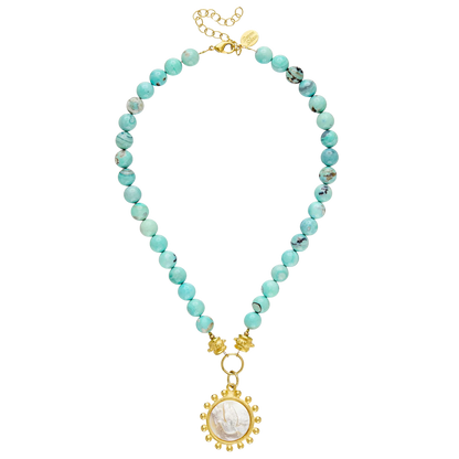 Susan Shaw Erin Engraved Dove Agate Necklace