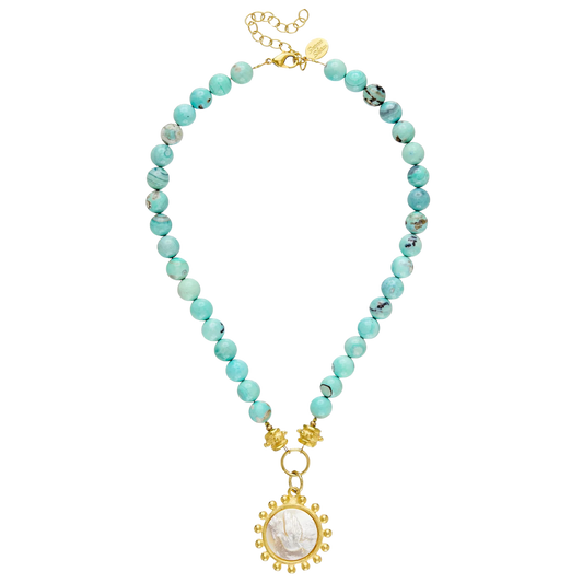 Susan Shaw Erin Engraved Dove Agate Necklace