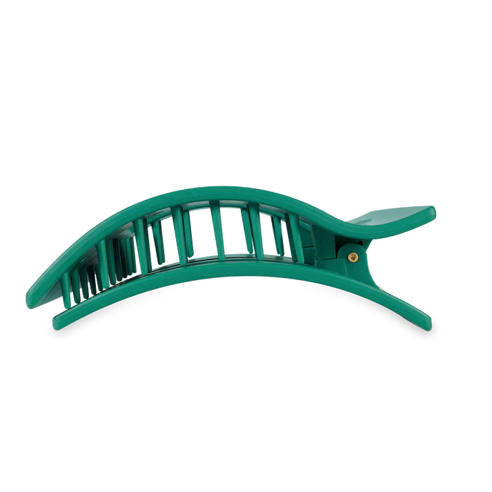 TT-FCM03-180 TELETIES LARGE FLAT RECTANGLE HAIR CLIP- FIR REAL GREEN