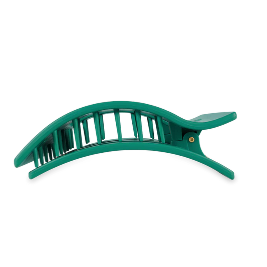 TT-FCM03-180 TELETIES LARGE FLAT RECTANGLE HAIR CLIP- FIR REAL GREEN
