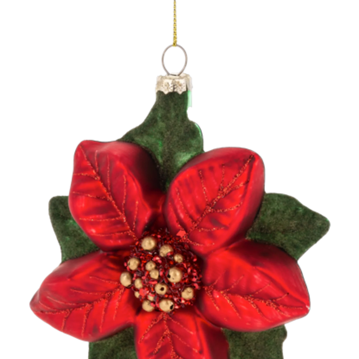 MX197804 Poinsettia Glass Ornament 0