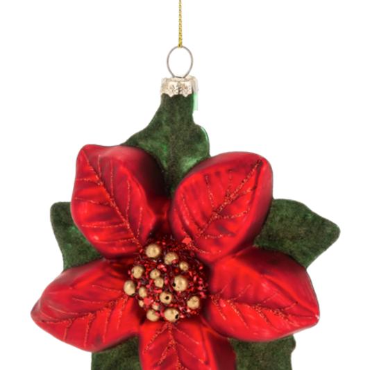 MX197804 Ganz Poinsettia Glass Ornament 0