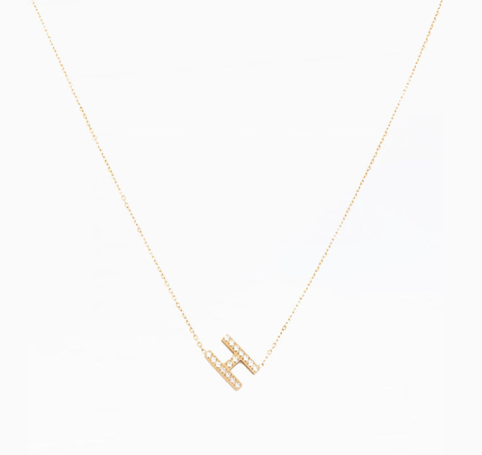 79127 Michelle McDowell Sarah Initial Necklace Waterproof 18K Yellow Gold Plated 0