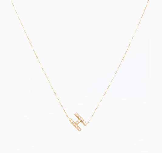 79127 Michelle McDowell Sarah Initial Necklace Waterproof 18K Yellow Gold Plated 0