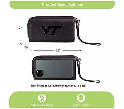 7WLT912BLK Evergreen Black Wristlet Wallet with Official NCAA Clemson School Logo