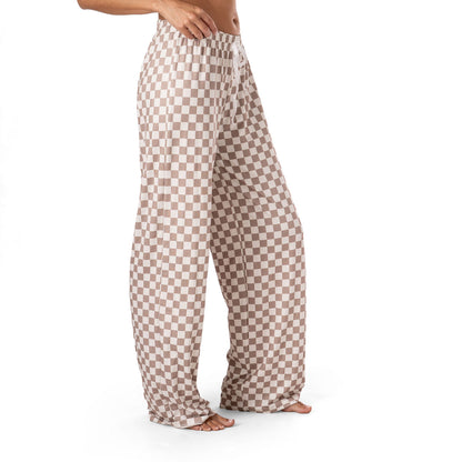 HMBZP-LCLX Hello Mello® Breezy Does It Checked Pajama Pants Late Checkout Tan/Ivory 0