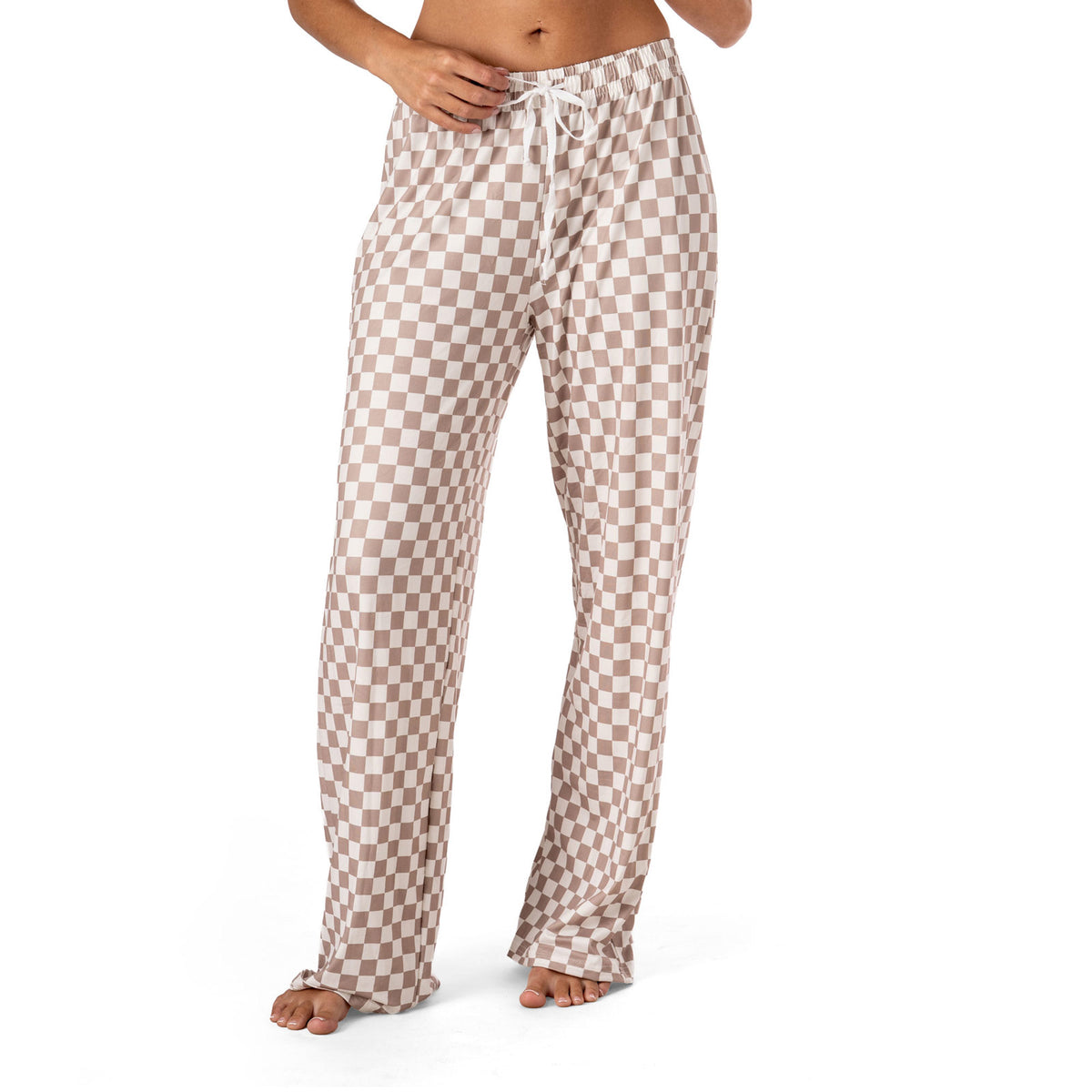 HMBZP-LCLX Hello Mello® Breezy Does It Checked Pajama Pants Late Checkout Tan/Ivory 0