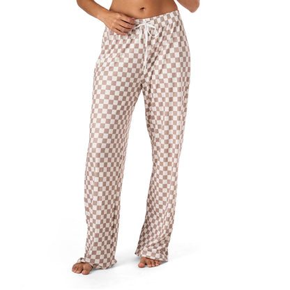 HMBZP-LCLX Hello Mello® Breezy Does It Checked Pajama Pants Late Checkout Tan/Ivory 0
