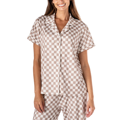 HMBZT Hello Mello® Breezy Does It Pajama Tops Checked Out 0