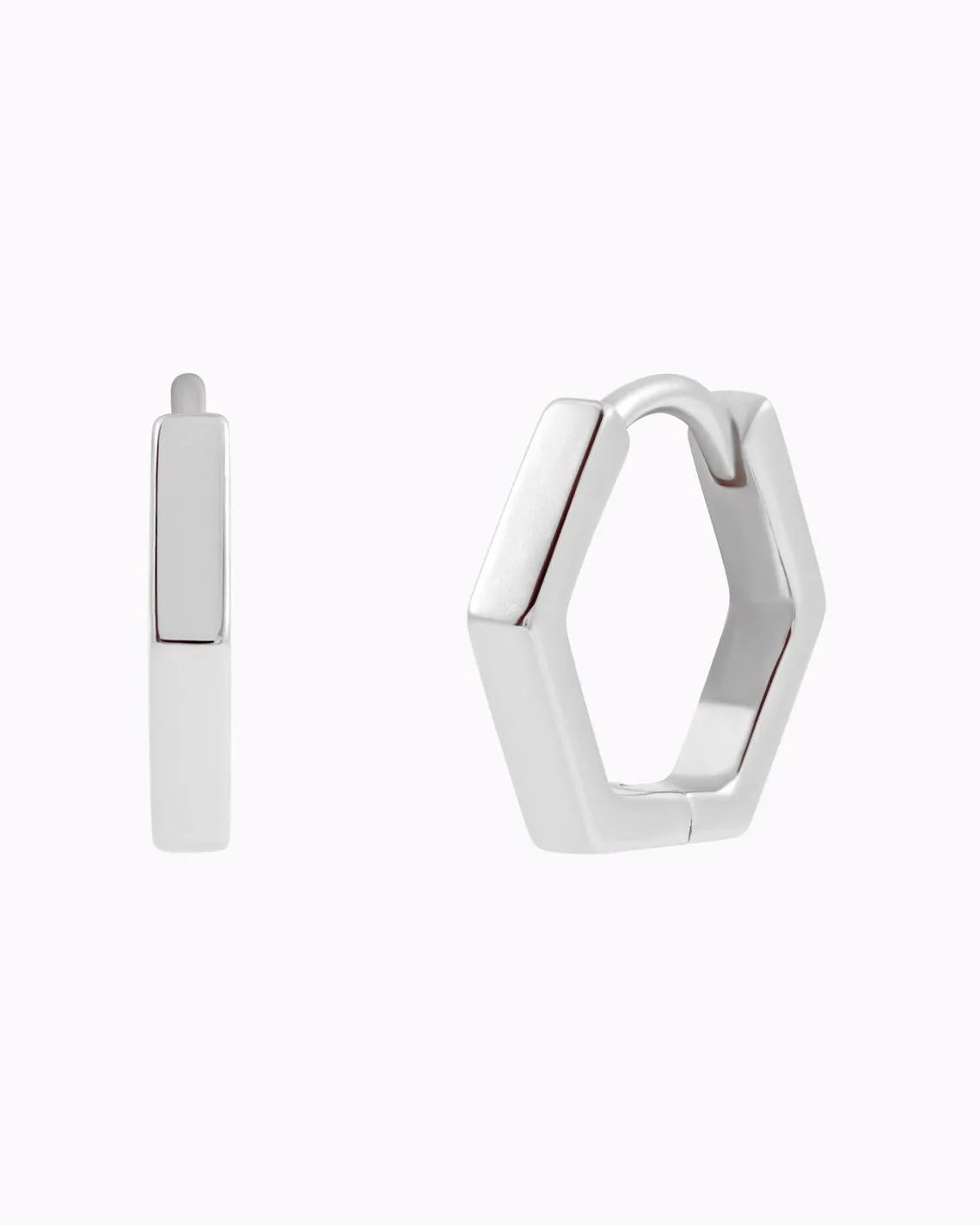 A-2690 Sterling Silver Geometric Huggie Hoop Earrings