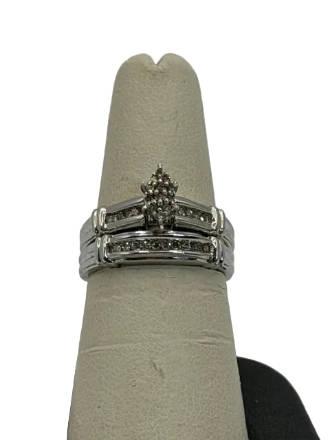 LE6111SS Sterling Silver Illusion Diamond Engagement Set
