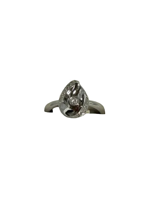 LD5026/KSS .12Ct Eternal Love Bezel Set Pear Shaped Natural Diamond Ring