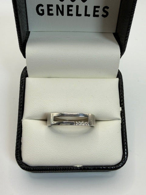 Sterling Silver Open Bar Natural Diamond Ring