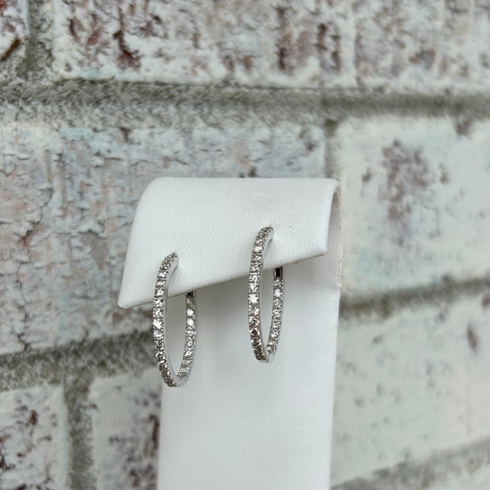 14K White Gold 1.50CTTW Diamond Hoop Earring