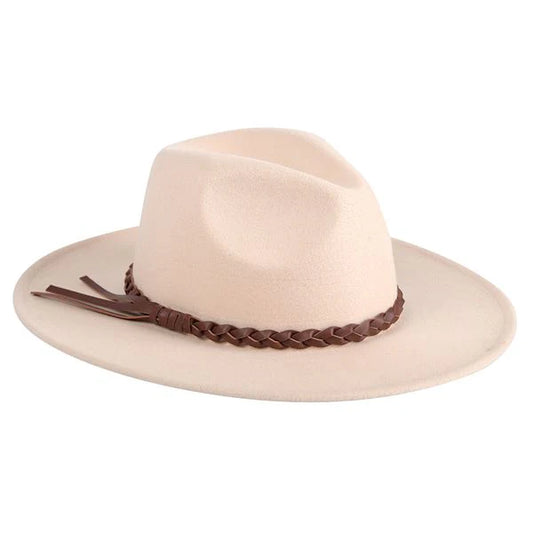 HAT2190-BG Jen & Co Debbie Braid Fedora Beige