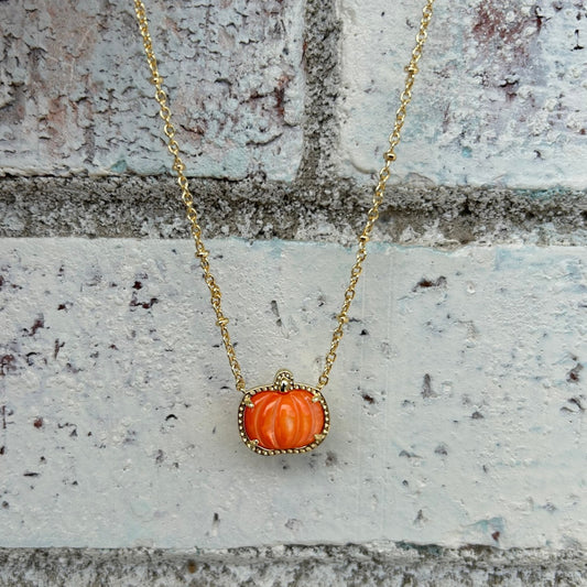 Kendra Scott Pumpkin Necklace In Orange Mother Of Pearl
