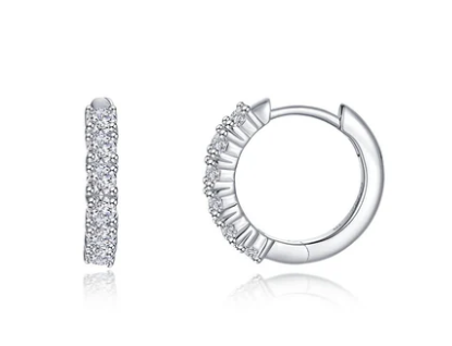 E0647CLP00 Lafonn Alexa Huggie Hoop Earring Sterling Silver 1.10CTW Lassaire Stones 0