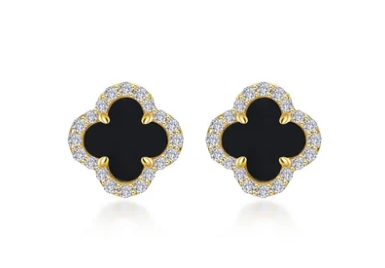E0609OXG00 Lafonn Sterling Silver Gold Plated .40CTW Lassaire and Black Onyx Good Luck Earrings 0