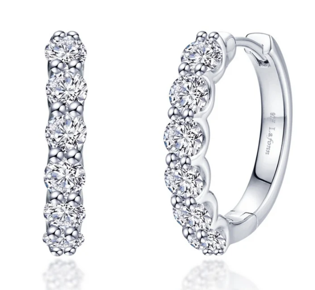 E0649CLG00 Lafonn Platinum Plated Sterling Silver 2.04CTW Lassaire Stone Hoop Earrings 0