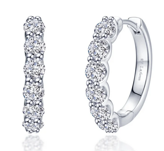 E0649CLP00 Lafonn Platinum Plated Sterling Silver 2.04CTW Lassaire Stone Hoop Earrings 0