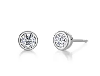E0653CLP00 Lafonn  Platinum Plated Sterling Silver 0.34 CTW Bezel Minimal Embrace Stud Earrings 0