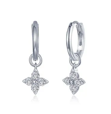 E0659CLP00 Lafonn Sterling Silver Platinum Plated .40CTTW Lassaire Diamond Trillium Huggie Hoops 0