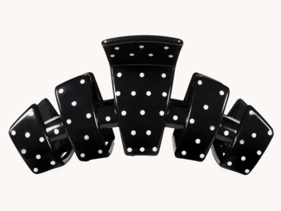 TT-CL01-270 Teleties Classic Black Polka Dot Party Large Claw Clip 0