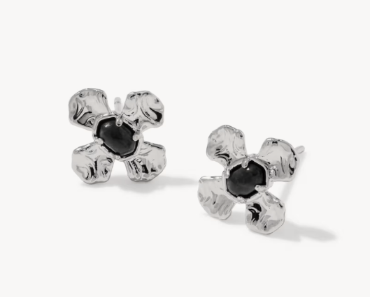 9608805580 Kendra Scott Leanne Stud Earrings Rhodium Black Granite 0