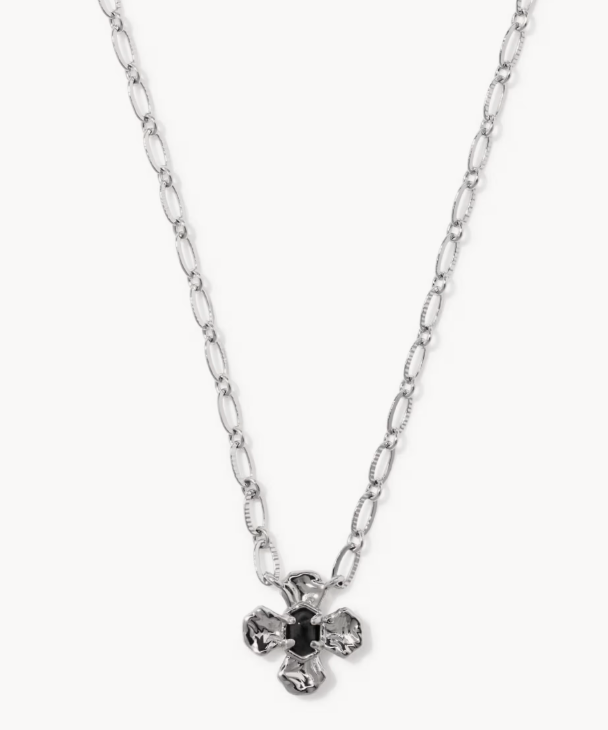 9608805578 Kendra Scott Leanne Short Pendant Necklace Rhodium/Black 0