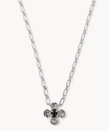 9608805578 Kendra Scott Leanne Short Pendant Necklace Rhodium/Black 0