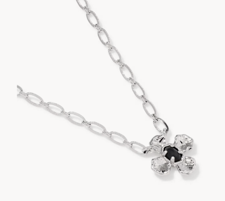 9608805578 Kendra Scott Leanne Short Pendant Necklace Rhodium/Black 0