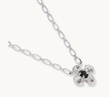 9608805578 Kendra Scott Leanne Short Pendant Necklace Rhodium/Black 0