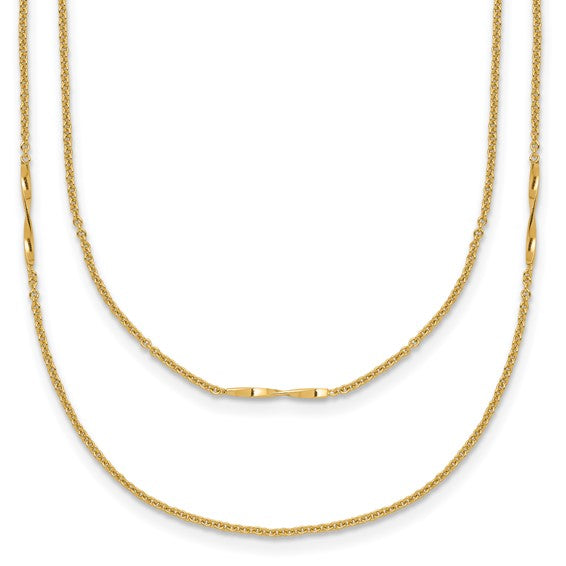 14K Yellow Gold Two Strand Twisted Bar Necklace