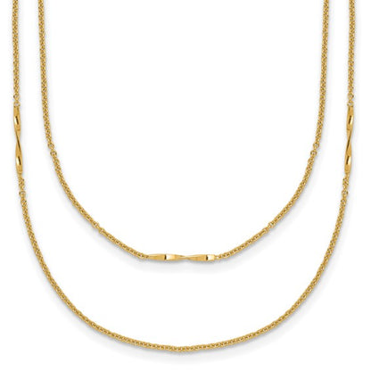 14K Yellow Gold Two Strand Twisted Bar Necklace