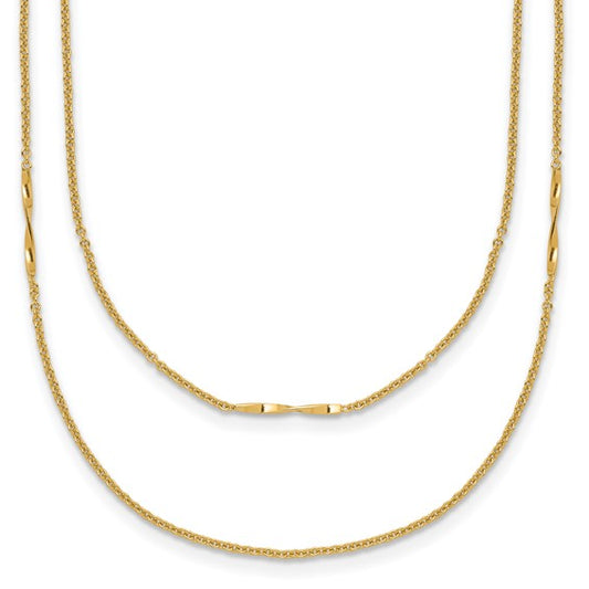 14K Yellow Gold Two Strand Twisted Bar Necklace