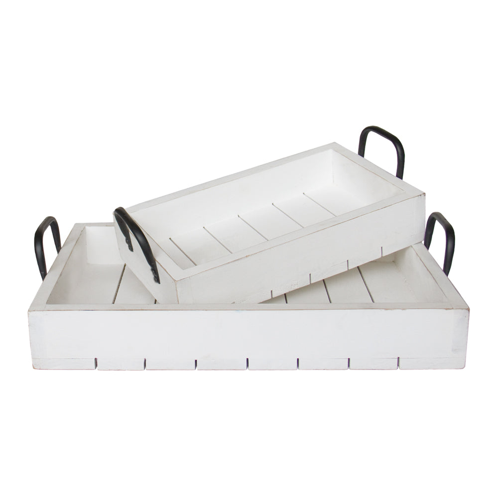 Rustic Tray in White Wood Set