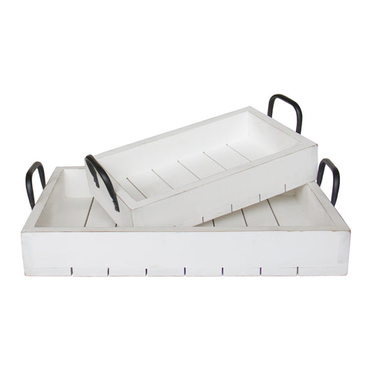 Rustic Tray in White Wood Set