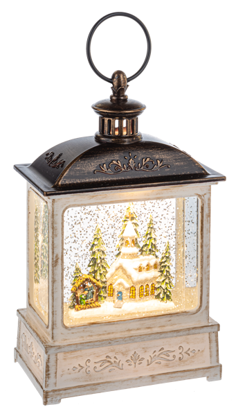 MX187376 Ganz LED Light Up Shimmer Church Scene Lantern 0