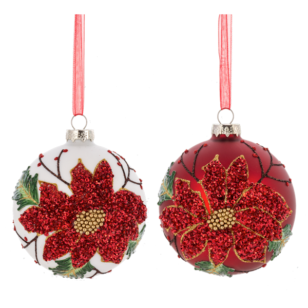 MX197750 Ganz Poinsettia Ball Ornaments 0