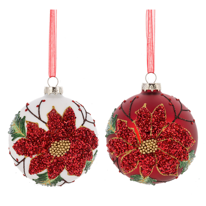 MX197750 Ganz Poinsettia Ball Ornaments 0